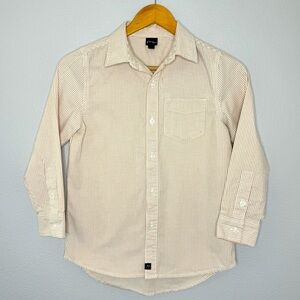 Boy’ Oxford Stripe Tan Art Class Long Sleeve Size M (8)